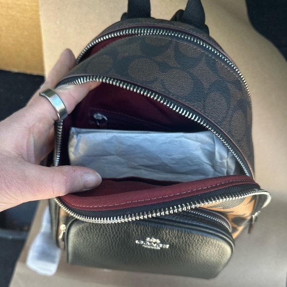 NWT Coach Backpack With Signature Canvas And Leopard Print - Picture 7 of 10